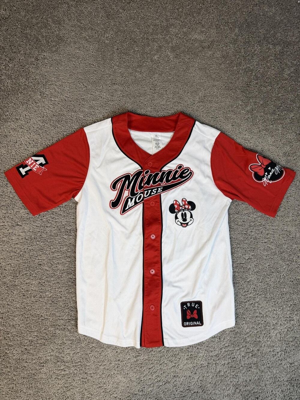 Disney Minnie Mouse Red and White Baseball Jersey